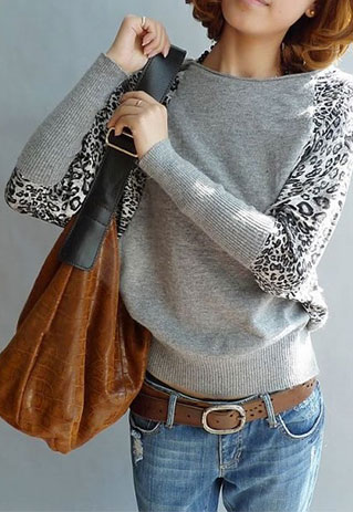 off the shoulder leopard print sweater